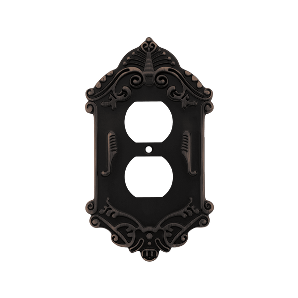 Victorian Switch Plate with Outlet in Timeless Bronze