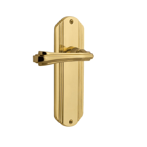 Deco Long Plate with Fleur Lever in Polished Brass