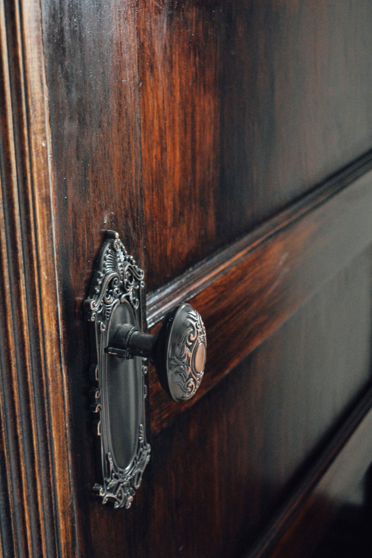 vintage wood door with bronze victorian nostalgic warehouse door hardware